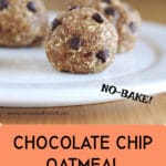Chocolate chip oatmeal energy balls Pinterest graphic.