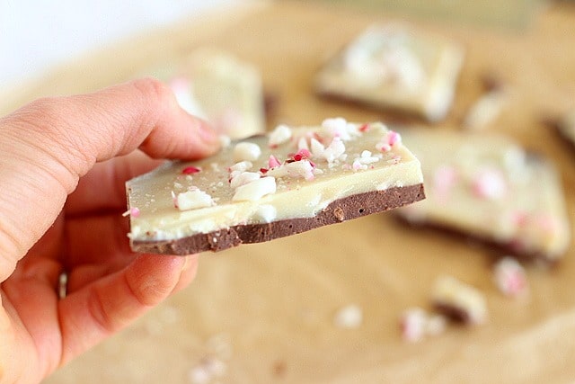 Peppermint bark made with healthy ingredients and less sugar