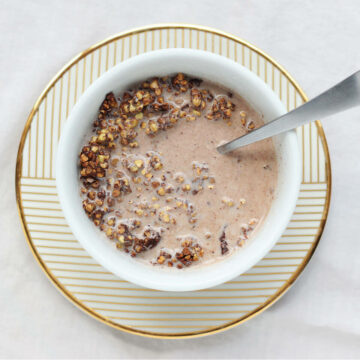 Chocolate granola made with buckwheat groats.