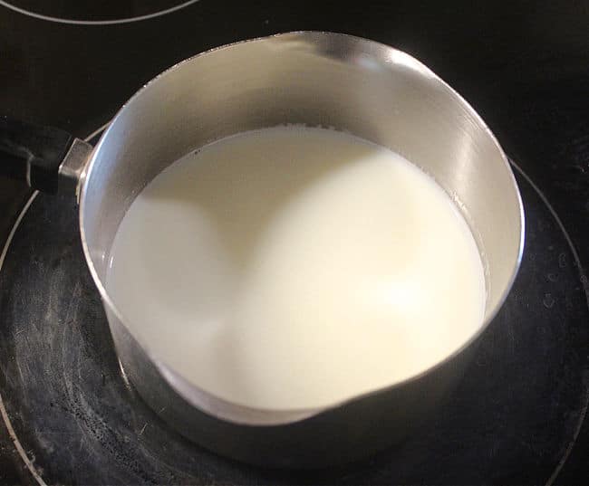 Milk in a saucepan.