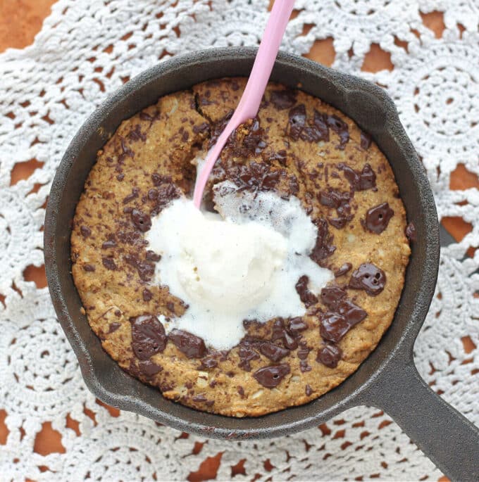 Wholegrain Cast Iron Skillet Cookie - Hey Nutrition Lady