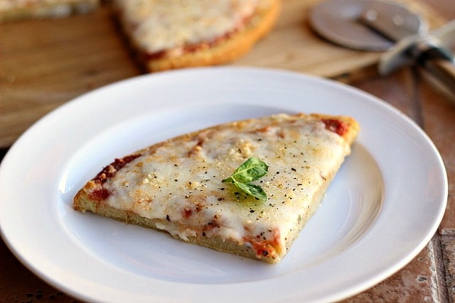 One slice of pizza made with quinoa.
