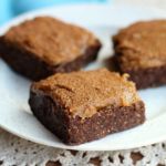 Raw caramel-topped brownie bars