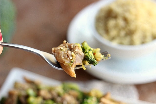 Sesame chicken and broccoli stir-fry recipe with quinoa