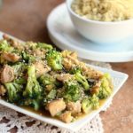 Chicken stir-fry with broccoli and healthy sauce