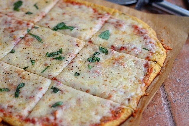 Grain-free pizza crust recipe made with coconut flour