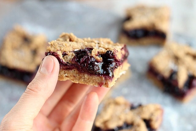 Blueberry oatmeal bars made with fruit