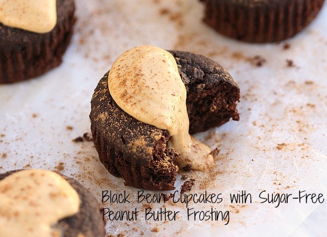 Black Bean Cupcakes with Sugar-Free Peanut Butter Frosting
