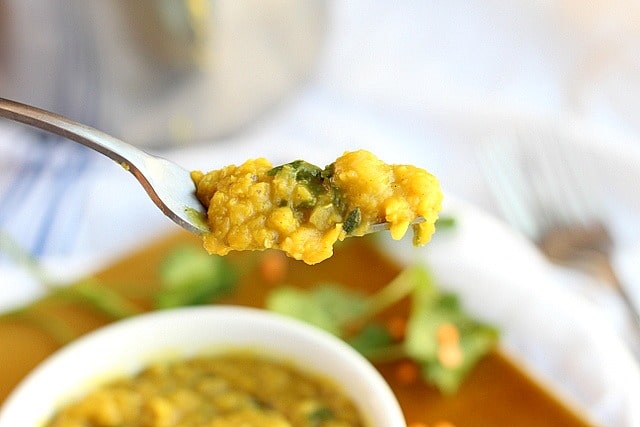 No coconut milk red lentil dal with spinach