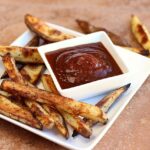 Homemade ketchup with oil-free fries