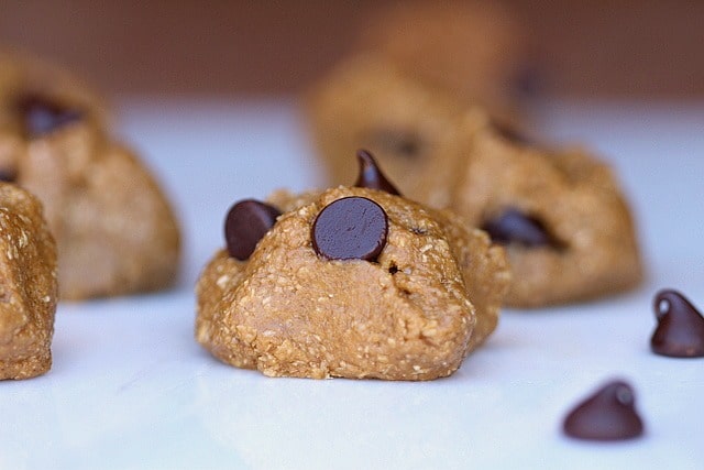 Chocolate chip oatmeal energy bites with chocolate chips