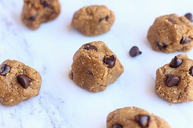 Oat flour chocolate chip energy balls that are low sugar