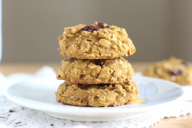 Stack of low sugar breakfast cookies 