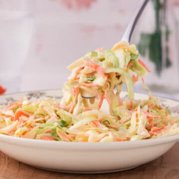 Spoonful of coleslaw.