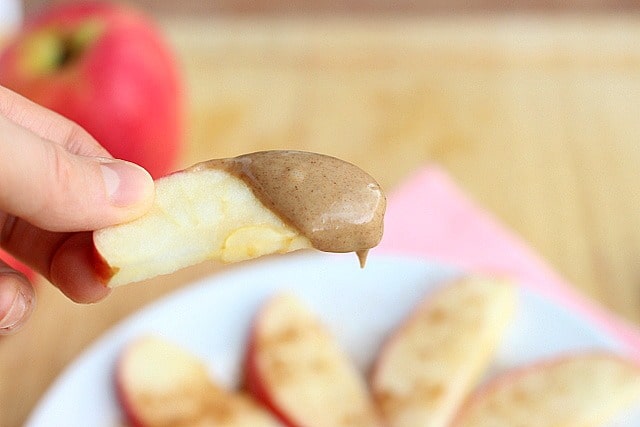 Peanut butter on an apple