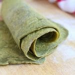 Rolled homemade spinach tortillas