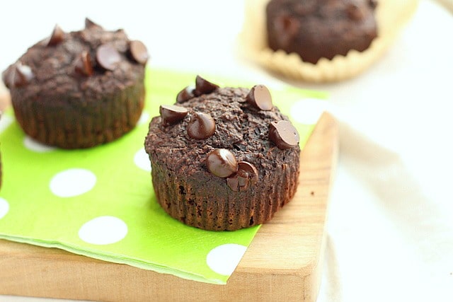 Chocolate zucchini muffins with oat flour