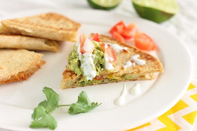 Vegetarian quesadilla baked in an oven