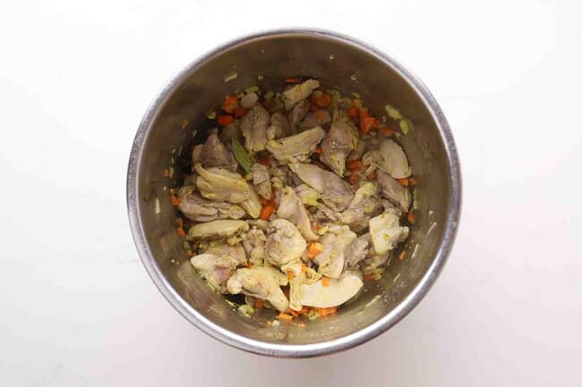 Chicken and vegetables in an Instant Pot.