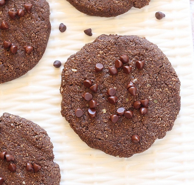 Chocolate cookie made with pumpkin seeds