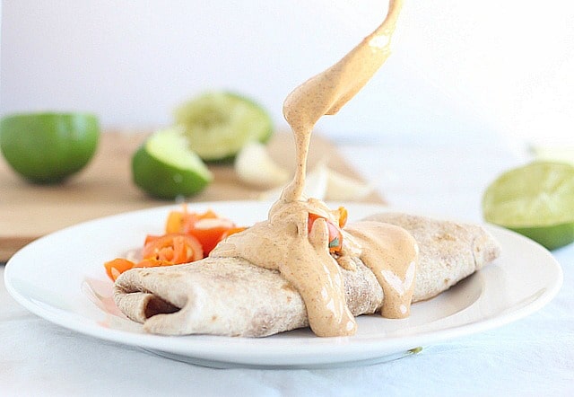 Burrito with Southwestern dressing with chili powder