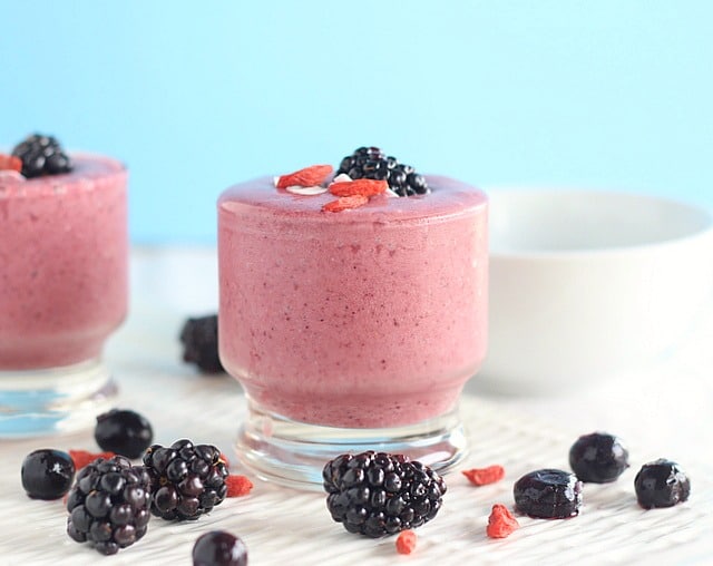 Blueberry, strawberry, and raspberry smoothie