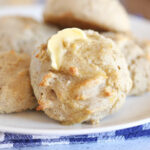 Close-up of a biscuit on a plate.