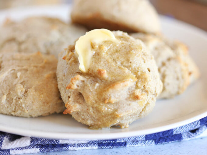 Close-up of a biscuit on a plate.