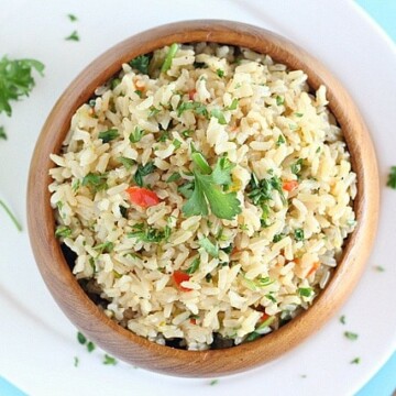 Instant Pot brown rice with herbs and vegetables