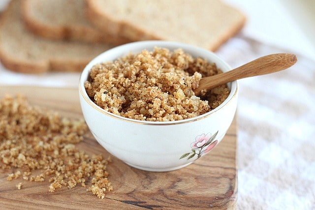 Homemade parmesan breadcrumbs with sprouted bread