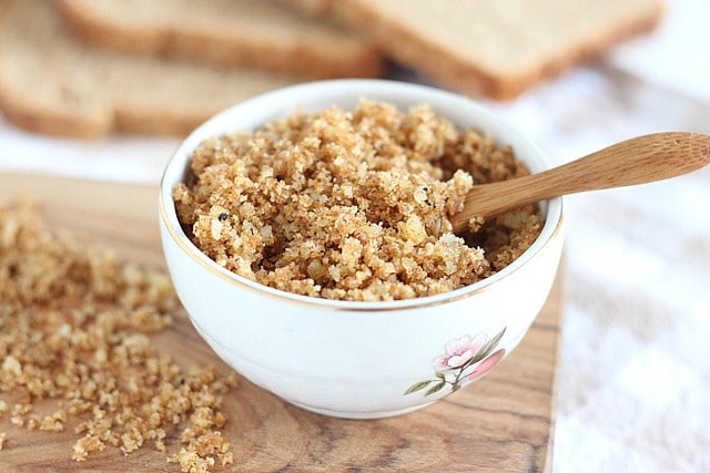 Homemade breadcrumbs with parmesan and olive oil