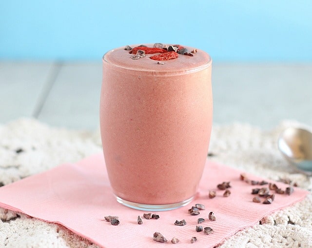 Carob raspberry smoothie recipe with honey