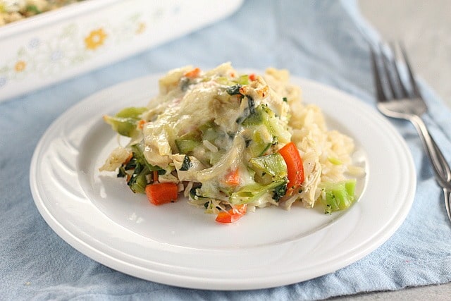 Leftover turkey casserole with brown rice and vegetables