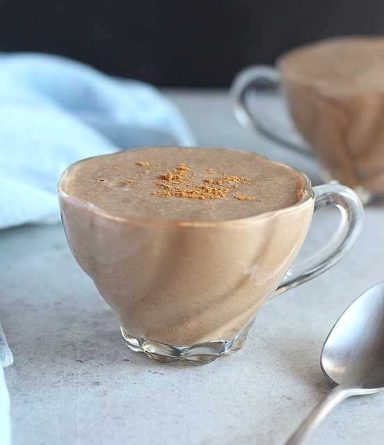 Healthy hot chocolate made with an egg