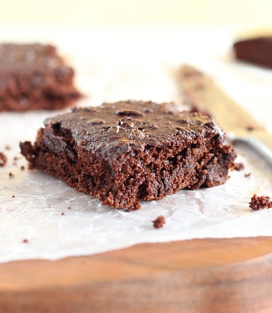 Healthy brownies made with oat flour and applesauce