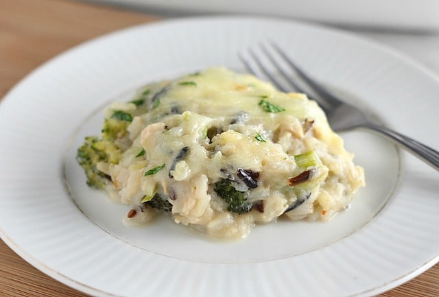 Healthy chicken broccoli rice casserole