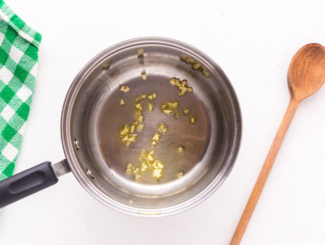 Garlic sauteing in olive oil.
