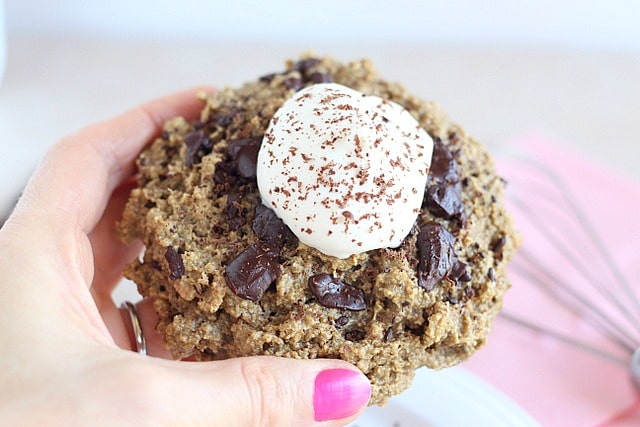 Single serve chocolate chip protein cookie