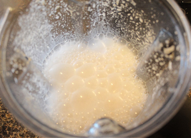 Blended foam in a Vitamix blender.