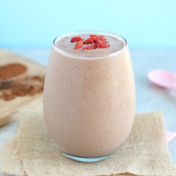 Chocolate cherry smoothie with avocado and chia seeds