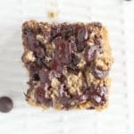 Low sugar chocolate chip cookie bars with maple syrup