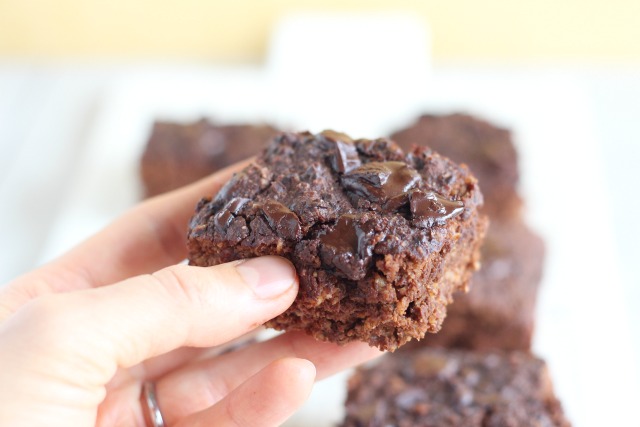 Gluten-free protein brownies made with oats and coconut flour