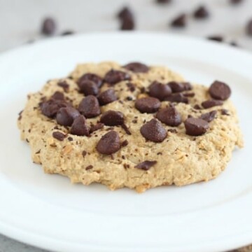 Low sugar oatmeal chocolate chip cookie with peanut butter.