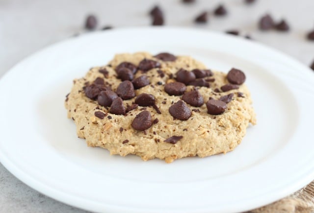 Low sugar oatmeal chocolate chip cookie with peanut butter.