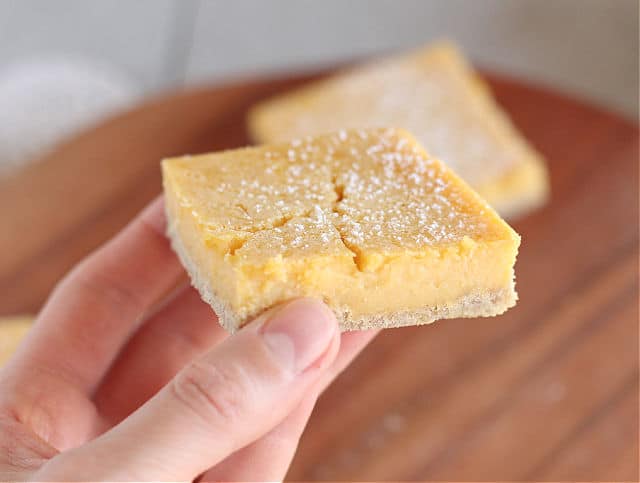 Lemon bars made with honey and oat flour
