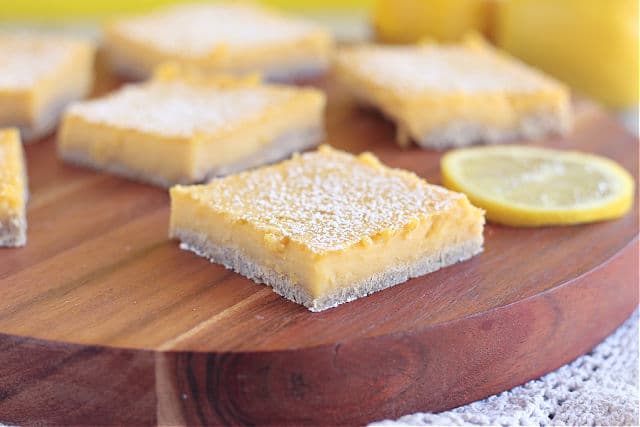 Lower sugar lemon bars made with honey