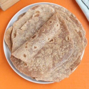 Spelt flour tortillas on a plate.