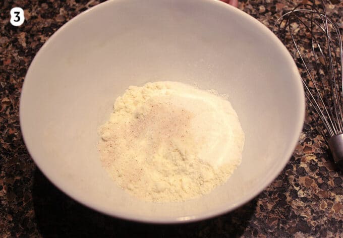 Dry ingredients for a cupcake recipe.