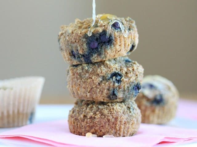 Sugar-free oat bran muffins with blueberries