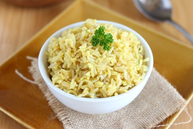 Brown basmati rice with saffron